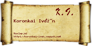 Koronkai Iván névjegykártya